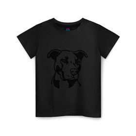 Детская футболка хлопок с принтом Питбуль (Pitbull) в Новосибирске, 100% хлопок | круглый вырез горловины, полуприлегающий силуэт, длина до линии бедер | друг человека | животные | пес | питбуль (pitbull) | прикольные картинки | силуэт пса | собака
