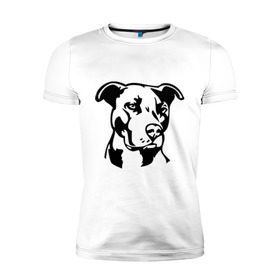 Мужская футболка премиум с принтом Питбуль (Pitbull) в Новосибирске, 92% хлопок, 8% лайкра | приталенный силуэт, круглый вырез ворота, длина до линии бедра, короткий рукав | Тематика изображения на принте: друг человека | животные | пес | питбуль (pitbull) | прикольные картинки | силуэт пса | собака