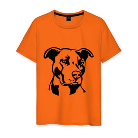 Мужская футболка хлопок с принтом Питбуль (Pitbull) в Новосибирске, 100% хлопок | прямой крой, круглый вырез горловины, длина до линии бедер, слегка спущенное плечо. | друг человека | животные | пес | питбуль (pitbull) | прикольные картинки | силуэт пса | собака