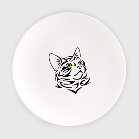 Тарелка с принтом Узор - кот в Новосибирске, фарфор | диаметр - 210 мм
диаметр для нанесения принта - 120 мм | Тематика изображения на принте: глаза | киска | кот с зеленными глазами | кошки | силуэт  кота | узор   кот