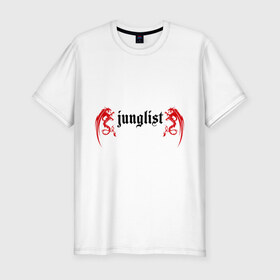 Мужская футболка премиум с принтом Junglist в Новосибирске, 92% хлопок, 8% лайкра | приталенный силуэт, круглый вырез ворота, длина до линии бедра, короткий рукав | junglist | музыка | электронная