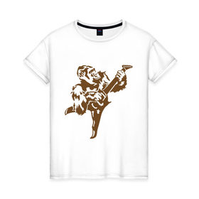 Женская футболка хлопок с принтом Горилла с электрогитарой в Новосибирске, 100% хлопок | прямой крой, круглый вырез горловины, длина до линии бедер, слегка спущенное плечо | гитара