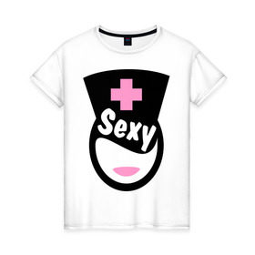 Женская футболка хлопок с принтом Горячая медсестра в Новосибирске, 100% хлопок | прямой крой, круглый вырез горловины, длина до линии бедер, слегка спущенное плечо | горячая медсестра | девушкам | пафосные