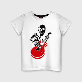 Детская футболка хлопок с принтом Рок до смерти в Новосибирске, 100% хлопок | круглый вырез горловины, полуприлегающий силуэт, длина до линии бедер | Тематика изображения на принте: гитара