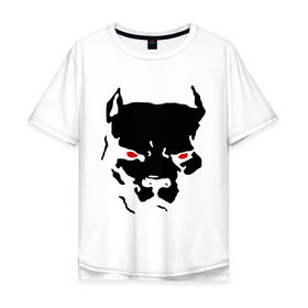 Мужская футболка хлопок Oversize с принтом Стаффордширский терьер в Новосибирске, 100% хлопок | свободный крой, круглый ворот, “спинка” длиннее передней части | media | глаза | животные | красные глаза | пес | прикольные картинки | собака | старфорширдский терьер
