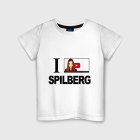 Детская футболка хлопок с принтом Саша Спилберг в Новосибирске, 100% хлопок | круглый вырез горловины, полуприлегающий силуэт, длина до линии бедер | i love spilberg | sasha spilberg | видеоблоггер | люблю спилберг | саша спилберг