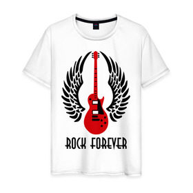 Мужская футболка хлопок с принтом Rock forever (Рок навсегда) в Новосибирске, 100% хлопок | прямой крой, круглый вырез горловины, длина до линии бедер, слегка спущенное плечо. | death metal