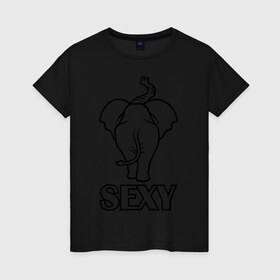Женская футболка хлопок с принтом Sexy (секси) в Новосибирске, 100% хлопок | прямой крой, круглый вырез горловины, длина до линии бедер, слегка спущенное плечо | животные | прикольные картинки