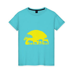 Женская футболка хлопок с принтом Слоники в Новосибирске, 100% хлопок | прямой крой, круглый вырез горловины, длина до линии бедер, слегка спущенное плечо | африканский | африканское солнце | животные | слоны  на фоне солнца | солнце | этнический