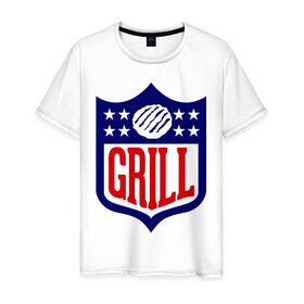 Мужская футболка хлопок с принтом USA Grill в Новосибирске, 100% хлопок | прямой крой, круглый вырез горловины, длина до линии бедер, слегка спущенное плечо. | 