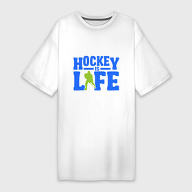 Платье-футболка хлопок с принтом Hockei is life в Новосибирске,  |  | hockei is life | лед | спорт | хоккеист | хоккей