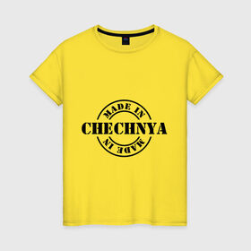 Женская футболка хлопок с принтом Made in Chechnya (сделано в Чечне) в Новосибирске, 100% хлопок | прямой крой, круглый вырез горловины, длина до линии бедер, слегка спущенное плечо | made in chechnya | регионы россии | сделано в чечне | чечня