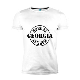 Мужская футболка премиум с принтом Made in Georgia (сделано в Грузии) в Новосибирске, 92% хлопок, 8% лайкра | приталенный силуэт, круглый вырез ворота, длина до линии бедра, короткий рукав | made in georgia | грузия | сделано в грузии | туристические