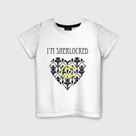 Детская футболка хлопок с принтом Шерлок Сердце I`m Sherlocked в Новосибирске, 100% хлопок | круглый вырез горловины, полуприлегающий силуэт, длина до линии бедер | smile | кино | мультфильмы и тв | сердце | шерлок | шерлок сердце smile | шерлок холмс
