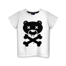 Детская футболка хлопок с принтом Мертвый медведь в Новосибирске, 100% хлопок | круглый вырез горловины, полуприлегающий силуэт, длина до линии бедер | Тематика изображения на принте: зомби