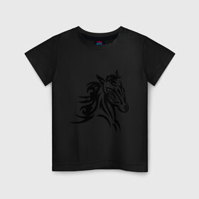 Детская футболка хлопок с принтом Голова лошади в Новосибирске, 100% хлопок | круглый вырез горловины, полуприлегающий силуэт, длина до линии бедер | голова лошади | животные | конь | лошадка | силуэт лошади
