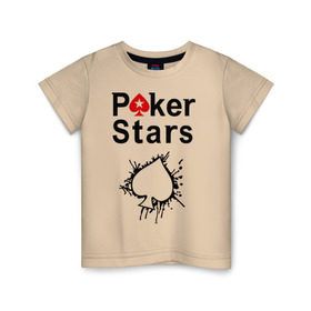 Детская футболка хлопок с принтом Poker Stars в Новосибирске, 100% хлопок | круглый вырез горловины, полуприлегающий силуэт, длина до линии бедер | Тематика изображения на принте: pokerstars