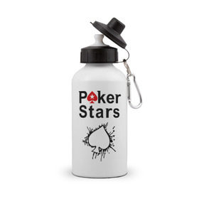 Бутылка спортивная с принтом Poker Stars в Новосибирске, металл | емкость — 500 мл, в комплекте две пластиковые крышки и карабин для крепления | Тематика изображения на принте: pokerstars