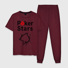 Мужская пижама хлопок с принтом Poker Stars в Новосибирске, 100% хлопок | брюки и футболка прямого кроя, без карманов, на брюках мягкая резинка на поясе и по низу штанин
 | pokerstars