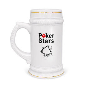 Кружка пивная с принтом Poker Stars в Новосибирске,  керамика (Материал выдерживает высокую температуру, стоит избегать резкого перепада температур) |  объем 630 мл | pokerstars