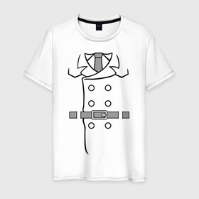 Мужская футболка хлопок с принтом Костюм инспектора в Новосибирске, 100% хлопок | прямой крой, круглый вырез горловины, длина до линии бедер, слегка спущенное плечо. | 