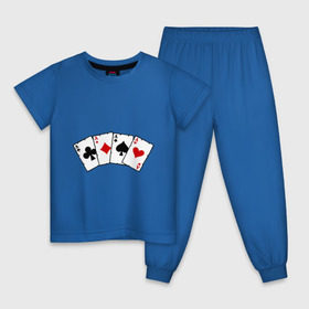 Детская пижама хлопок с принтом Четыре туза в Новосибирске, 100% хлопок |  брюки и футболка прямого кроя, без карманов, на брюках мягкая резинка на поясе и по низу штанин
 | игра | игральные карты | карты | покер | туз | тузы | четыре туза