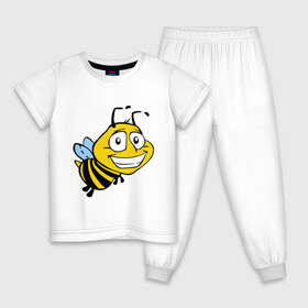 Детская пижама хлопок с принтом Пчелка в Новосибирске, 100% хлопок |  брюки и футболка прямого кроя, без карманов, на брюках мягкая резинка на поясе и по низу штанин
 | Тематика изображения на принте: веселая пчелка | животные | мед | полоски | пчелка | шмель