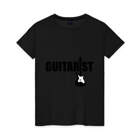 Женская футболка хлопок с принтом Гитарист в Новосибирске, 100% хлопок | прямой крой, круглый вырез горловины, длина до линии бедер, слегка спущенное плечо | гитара