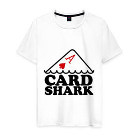 Мужская футболка хлопок с принтом Карточная акула в Новосибирске, 100% хлопок | прямой крой, круглый вырез горловины, длина до линии бедер, слегка спущенное плечо. | pokerstars