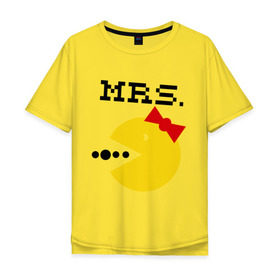 Мужская футболка хлопок Oversize с принтом Миссис Pac-man (парная) в Новосибирске, 100% хлопок | свободный крой, круглый ворот, “спинка” длиннее передней части | 14 февраля | : парные | для двоих | миссис pac man