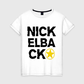 Женская футболка хлопок с принтом Nickelback star в Новосибирске, 100% хлопок | прямой крой, круглый вырез горловины, длина до линии бедер, слегка спущенное плечо | 