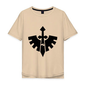 Мужская футболка хлопок Oversize с принтом Тёмные Ангелы (Dark Angels) в Новосибирске, 100% хлопок | свободный крой, круглый ворот, “спинка” длиннее передней части | warhammer online | игры | меч | оружие | тёмные ангелы (dark angels)