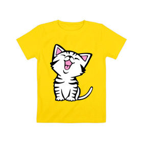 Детская футболка хлопок с принтом милый котенок в Новосибирске, 100% хлопок | круглый вырез горловины, полуприлегающий силуэт, длина до линии бедер | киса | котёнок | котик | кошки | милые | милый | милый котенок