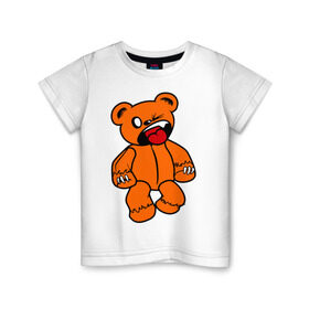 Детская футболка хлопок с принтом angry bear в Новосибирске, 100% хлопок | круглый вырез горловины, полуприлегающий силуэт, длина до линии бедер | животные angry bear | медведь | миша | сердитый мишка