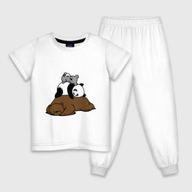 Детская пижама хлопок с принтом comfort bed - комфортный медведь в Новосибирске, 100% хлопок |  брюки и футболка прямого кроя, без карманов, на брюках мягкая резинка на поясе и по низу штанин
 | панда