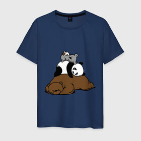 Мужская футболка хлопок с принтом comfort bed - комфортный медведь в Новосибирске, 100% хлопок | прямой крой, круглый вырез горловины, длина до линии бедер, слегка спущенное плечо. | панда