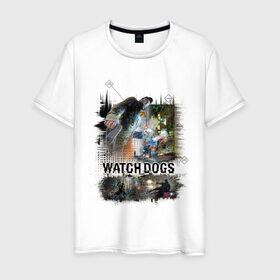 Мужская футболка хлопок с принтом Watch Dogs в Новосибирске, 100% хлопок | прямой крой, круглый вырез горловины, длина до линии бедер, слегка спущенное плечо. | watch dogs | игры