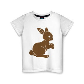Детская футболка хлопок с принтом Зайчик в Новосибирске, 100% хлопок | круглый вырез горловины, полуприлегающий силуэт, длина до линии бедер | белый кролик | животные | зайчик | кролик | милый зайка