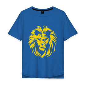 Мужская футболка хлопок Oversize с принтом Лев царь зверей в Новосибирске, 100% хлопок | свободный крой, круглый ворот, “спинка” длиннее передней части | Тематика изображения на принте: голова льва | животное | зверь | лев царь зверей | царь зверей