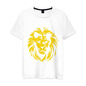 Мужская футболка хлопок с принтом Лев царь зверей в Новосибирске, 100% хлопок | прямой крой, круглый вырез горловины, длина до линии бедер, слегка спущенное плечо. | голова льва | животное | зверь | лев царь зверей | царь зверей