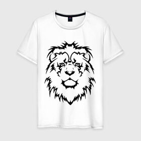 Мужская футболка хлопок с принтом Лев - Взгляд в Новосибирске, 100% хлопок | прямой крой, круглый вырез горловины, длина до линии бедер, слегка спущенное плечо. | голова | голова льва | тату