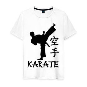 Мужская футболка хлопок с принтом Karate (Карате) в Новосибирске, 100% хлопок | прямой крой, круглый вырез горловины, длина до линии бедер, слегка спущенное плечо. | karate | единоборства | карате | спорт