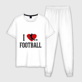 Мужская пижама хлопок с принтом Я люблю футбол в Новосибирске, 100% хлопок | брюки и футболка прямого кроя, без карманов, на брюках мягкая резинка на поясе и по низу штанин
 | football | футболерывкашники | футболист | я люблю футбол