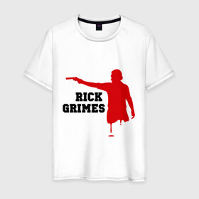 Мужская футболка хлопок с принтом Rick Grimes в Новосибирске, 100% хлопок | прямой крой, круглый вырез горловины, длина до линии бедер, слегка спущенное плечо. | Тематика изображения на принте: 