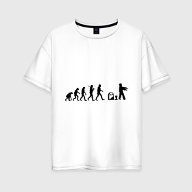 Женская футболка хлопок Oversize с принтом zombi evolution в Новосибирске, 100% хлопок | свободный крой, круглый ворот, спущенный рукав, длина до линии бедер
 | zombi evolution | мертвец | могила | монстры | сериалы | ходячие мертвецы | эволюция