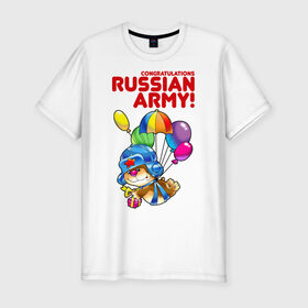 Мужская футболка премиум с принтом Парашютист в Новосибирске, 92% хлопок, 8% лайкра | приталенный силуэт, круглый вырез ворота, длина до линии бедра, короткий рукав | 