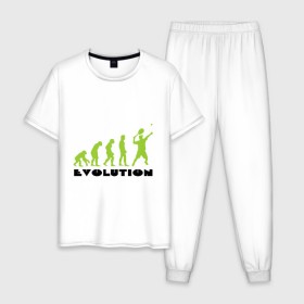 Мужская пижама хлопок с принтом Tennis Evolution в Новосибирске, 100% хлопок | брюки и футболка прямого кроя, без карманов, на брюках мягкая резинка на поясе и по низу штанин
 | tennis evolution | мяч | спорт | теннис | эволюция