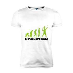 Мужская футболка премиум с принтом Tennis Evolution в Новосибирске, 92% хлопок, 8% лайкра | приталенный силуэт, круглый вырез ворота, длина до линии бедра, короткий рукав | Тематика изображения на принте: tennis evolution | мяч | спорт | теннис | эволюция