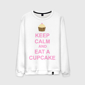 Мужской свитшот хлопок с принтом keep calm and eat a cupcake в Новосибирске, 100% хлопок |  | keep calm and eat a cupcake | антибренд | кекс | сохранять спокойствие и съесть кекс