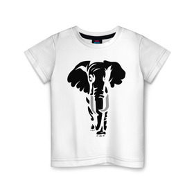Детская футболка хлопок с принтом Слон в Новосибирске, 100% хлопок | круглый вырез горловины, полуприлегающий силуэт, длина до линии бедер | слон